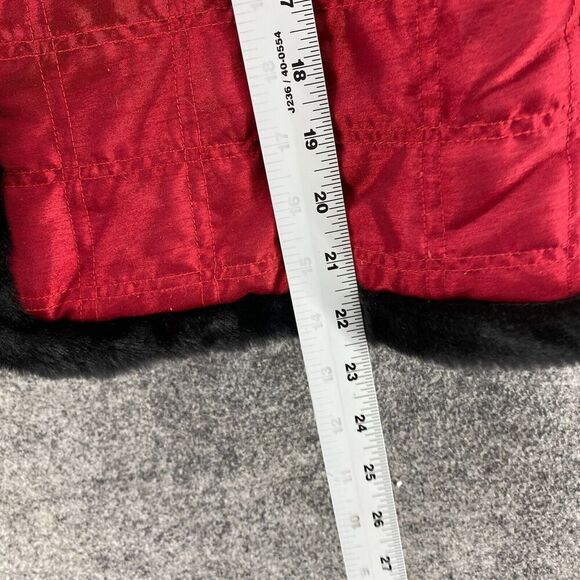 JM Collection Quilted Vest Women PL Petite Red V-Neck Sleeveless Casual Solid - Picture 7 of 8